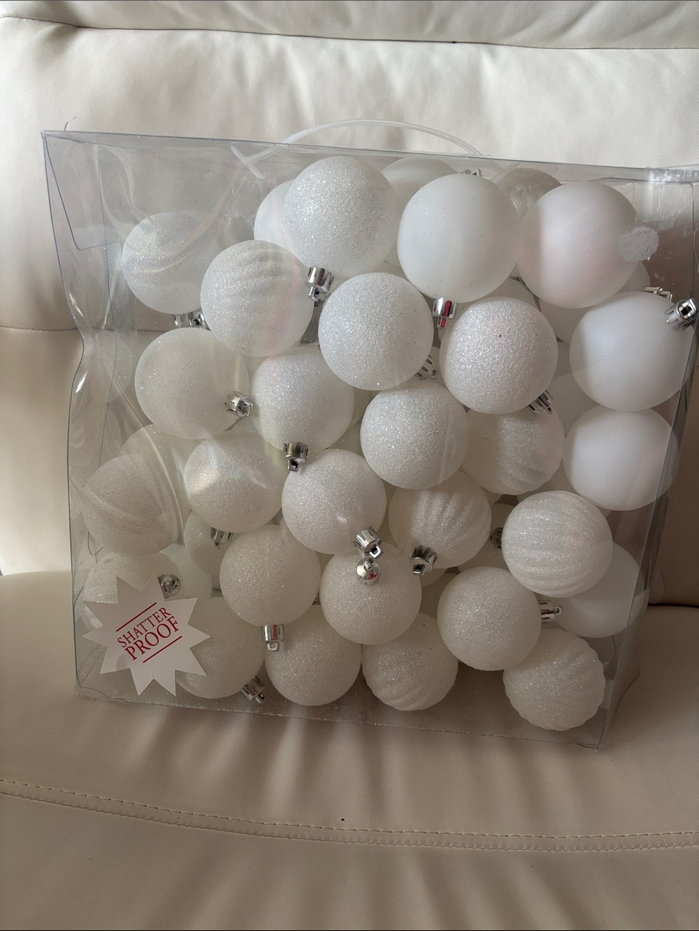 White Shatterproof Holiday Ornament Set -